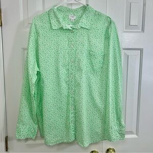 J. Crew Light Green Ditzy Floral Long Sleeve Button Down Shirt Size 2X